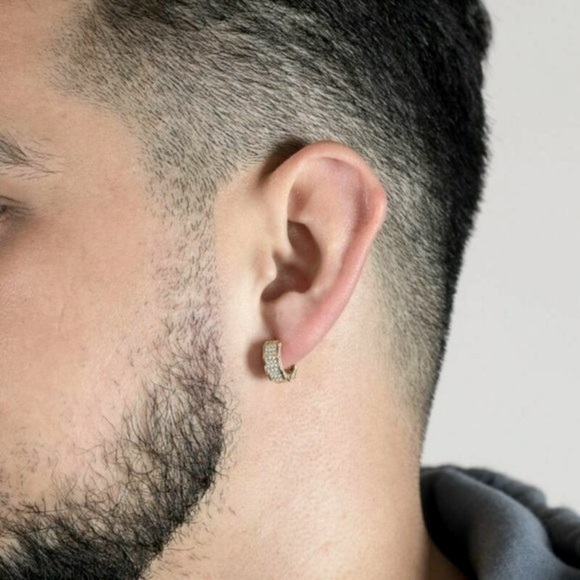 Beautiful Men 925 Silver Diamond Earrings - Picture 4 of 4